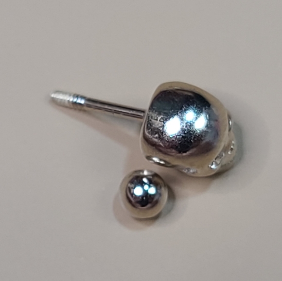 925 Sterling Silver Platinum Plated Skull CZ Punk - Picture 9 of 12